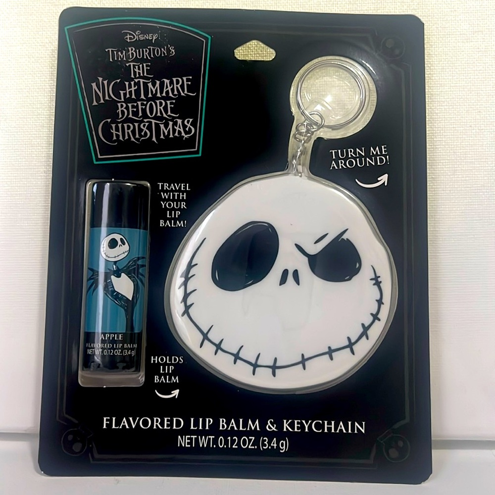 NWT Nightmare Before Christmas Lip Balm Keychain, 3.4g, Apple Flavored